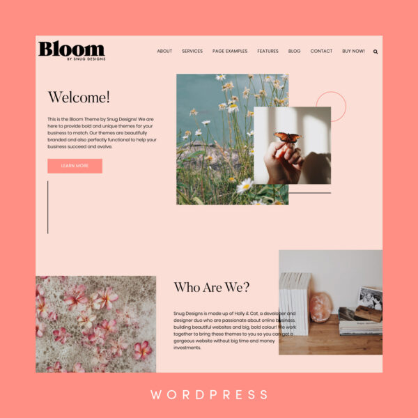 A screenshot of the Bloom WordPress theme created by Snug Designs.
