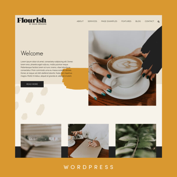 A screenshot of the Flourish WordPress theme created by Snug Designs.
