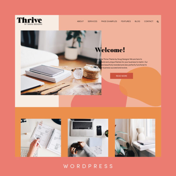 A screenshot of the Thrive WordPress theme created by Snug Designs.